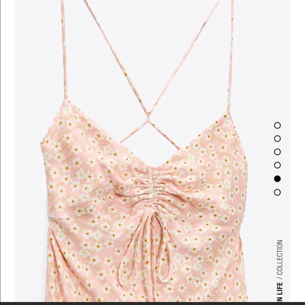 Pink satin floral  Zara dress